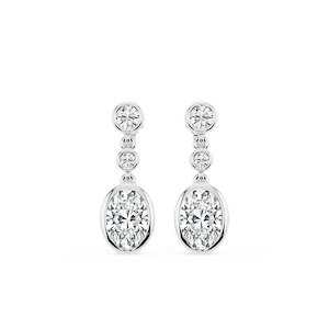2 ¼ ctw Oval Lab Grown Diamond Three Stone Drop Earrings