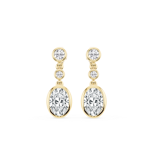 2 ¼ ctw Oval Lab Grown Diamond Three Stone Drop Earrings