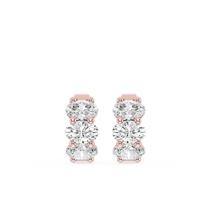 Oval Lab Grown Diamond Three Stone Hoop Earrings