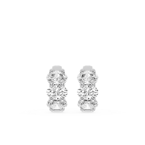 Oval Lab Grown Diamond Three Stone Hoop Earrings