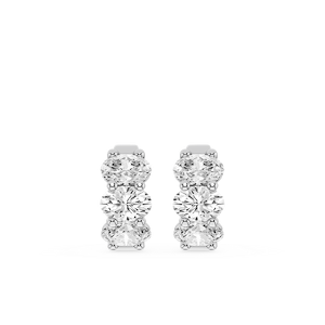 Oval Lab Grown Diamond Three Stone Hoop Earrings