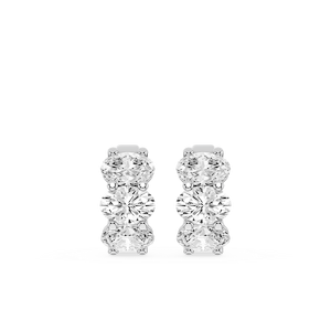 Oval Lab Grown Diamond Three Stone Hoop Earrings