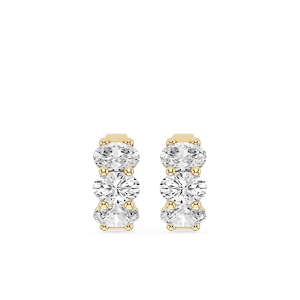 Oval Lab Grown Diamond Three Stone Hoop Earrings