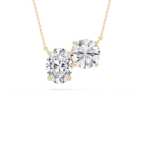 2 ctw Oval and Round Lab Grown Diamond Offset Two Stone Pendant - 18 Inches