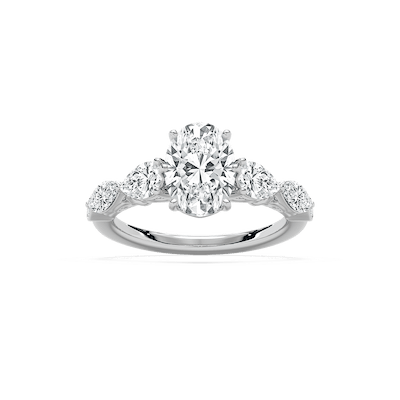Dana 3 ctw Oval Lab Grown Diamond Scroll Side Stone Engagement Ring