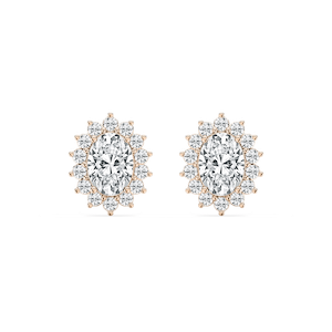 1 ³⁄₈ ctw Oval and Round Lab Grown Diamond Halo Stud Earrings