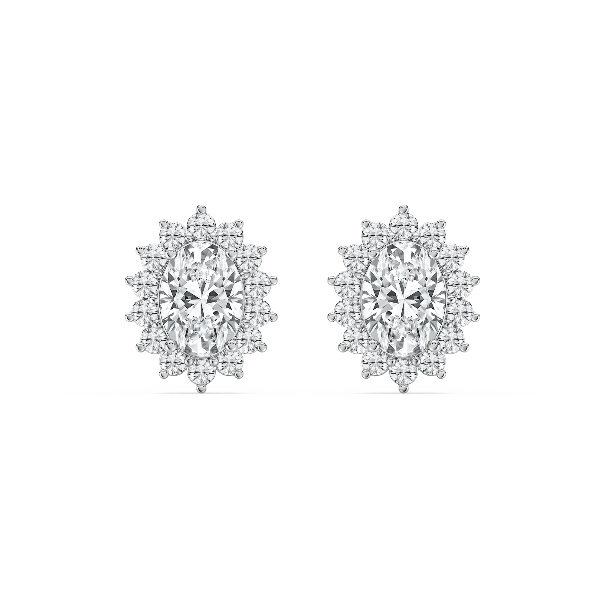Oval Star Halo Stud Earrings in Rose Gold