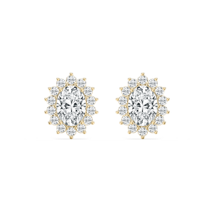 1 ³⁄₈ ctw Oval and Round Lab Grown Diamond Halo Stud Earrings