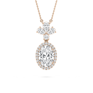 2 ½ ctw Oval, Pear, and Round Lab Grown Diamond Crowned Halo Pendant - 18 Inches