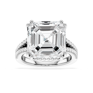 Paisley 15 ctw Asscher Lab Grown Diamond Split Shank Hidden Halo Engagement Ring - Signature Collection