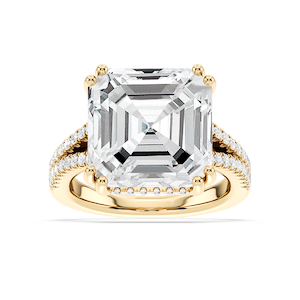 Paisley 15 ctw Asscher Lab Grown Diamond Split Shank Hidden Halo Engagement Ring - Signature Collection
