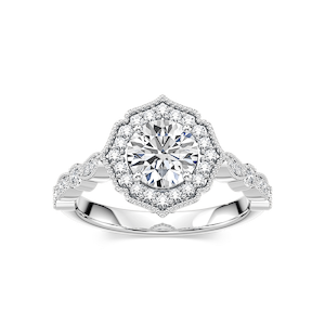 Paris Lab Grown Diamond Vintage Milgrain Halo Engagement Ring