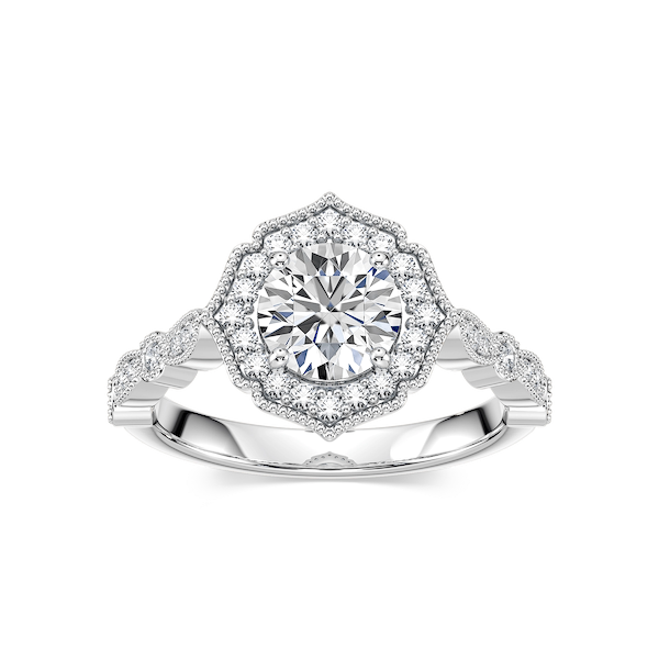 Paris Lab Grown Diamond Vintage Milgrain Halo Engagement Ring