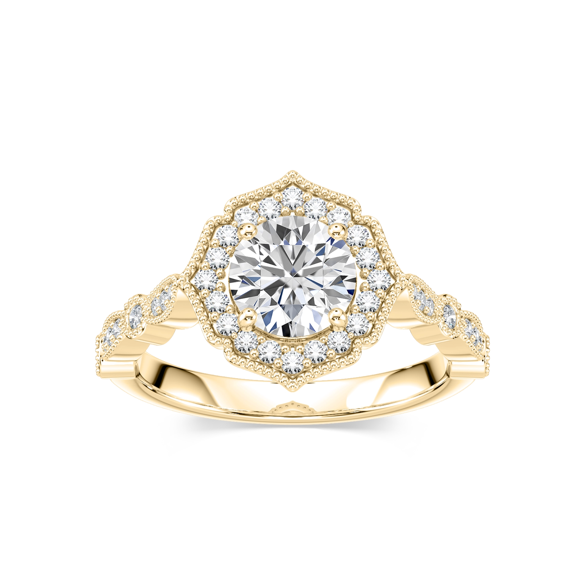 Paris Lab Grown Diamond Vintage Milgrain Halo Engagement Ring