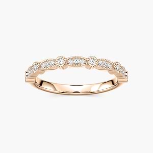 Paris 1/8 ctw Round Lab Grown Diamond Milgrained Scalloped Stackable Band