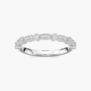 Paris 1/8 ctw Round Lab Grown Diamond Milgrained Scalloped Stackable Band