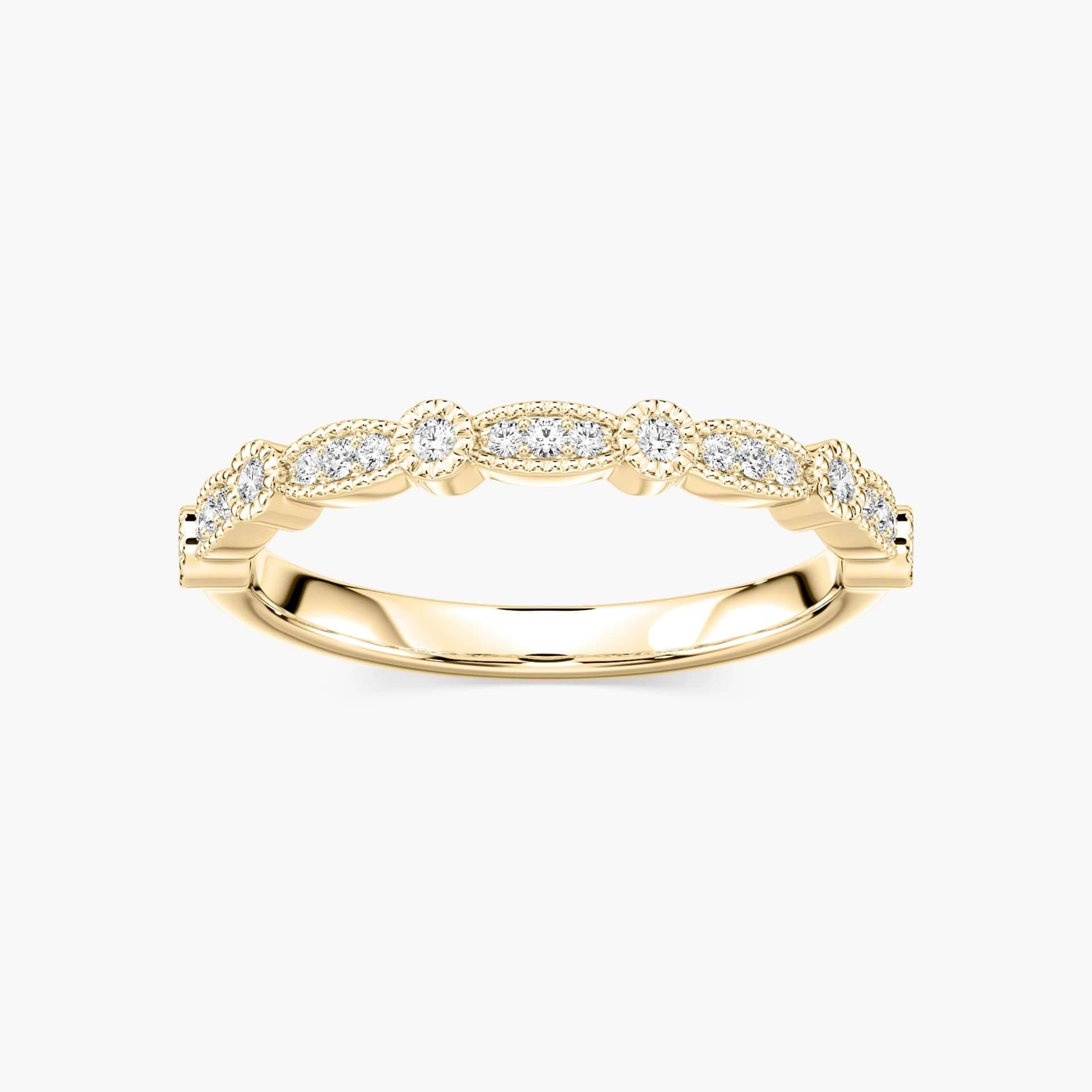 Paris 1/8 ctw Round Lab Grown Diamond Milgrained Scalloped Stackable Band