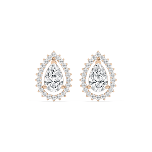2 ½ ctw Pear and Round Lab Grown Diamond Halo Stud Earrings