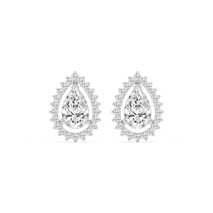2 ½ ctw Pear and Round Lab Grown Diamond Halo Stud Earrings