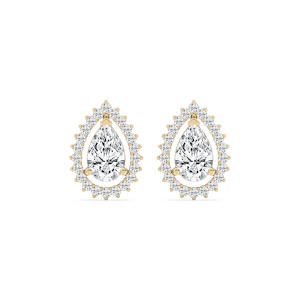 2 ½ ctw Pear and Round Lab Grown Diamond Halo Stud Earrings