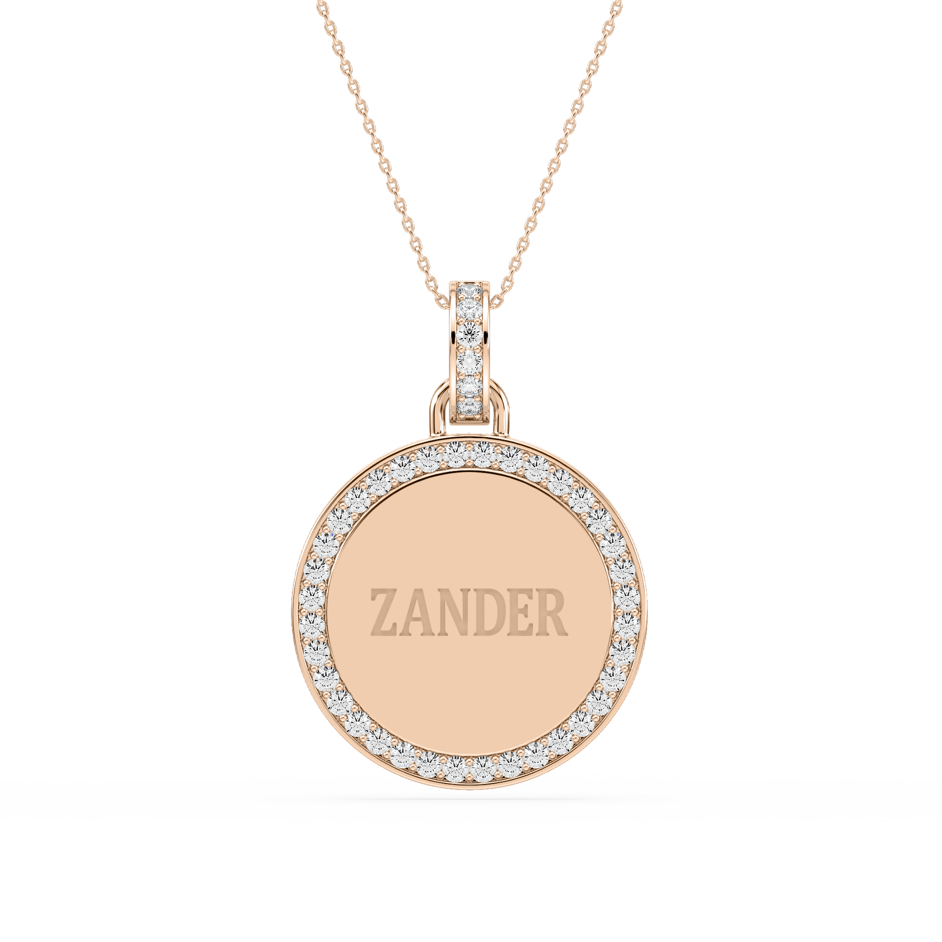 1/5 ctw Round Lab Grown Diamond Engraveable Disc Pendant - 18 Inches