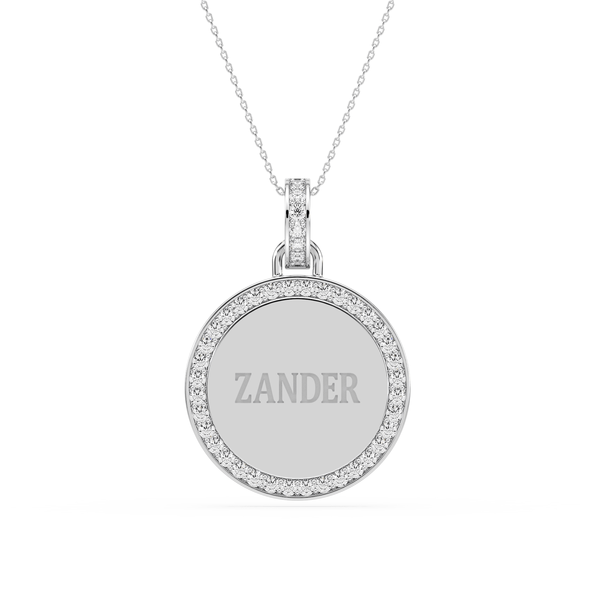 1/5 ctw Round Lab Grown Diamond Engraveable Disc Pendant - 18 Inches