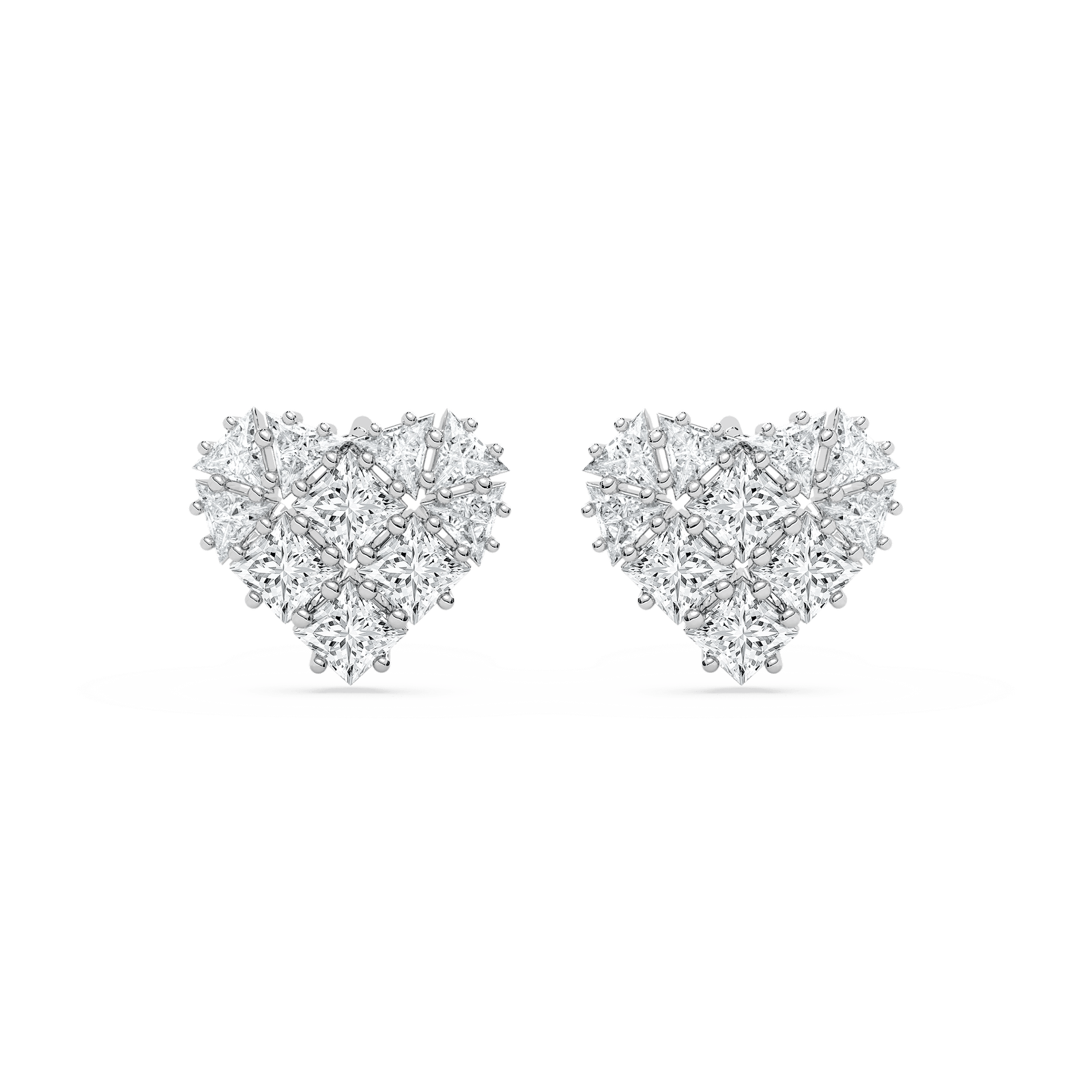 Pave Heart Shape Studs in 14K Rose Gold
