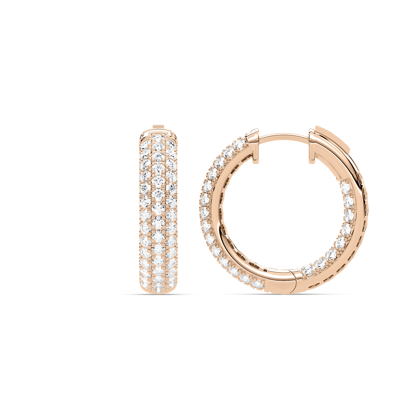 2 ctw Round Lab Grown Diamond Pavé Huggie Hoop Earrings