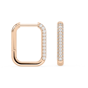 1/5 ctw Round Lab Grown Diamond Pavé Rectangle Hoop Earrings