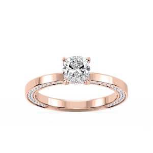 Payton Cushion Lab Grown Diamond Pave Profile Side Stone Engagement Ring