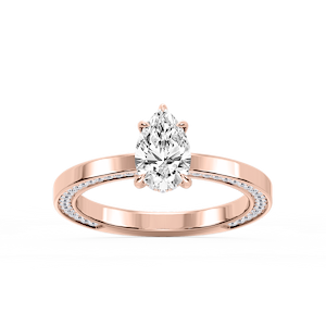 Payton Pear Lab Grown Diamond Pave Profile Side Stone Engagement Ring