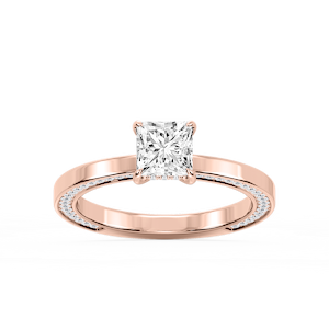 Payton Princess Lab Grown Diamond Pave Profile Side Stone Engagement Ring