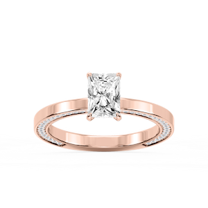 Payton Radiant Lab Grown Diamond Pave Profile Side Stone Engagement Ring