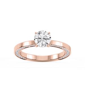 Payton Round Lab Grown Diamond Pave Profile Side Stone Engagement Ring
