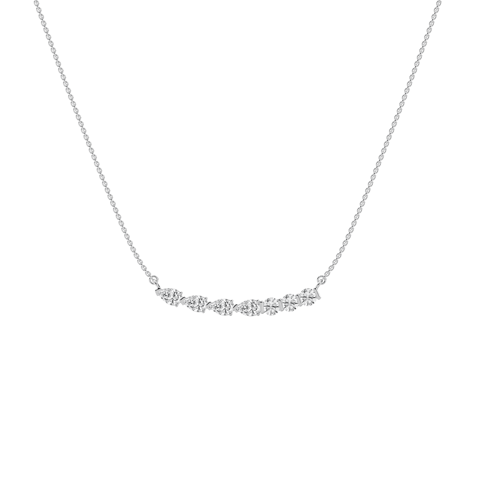 Pear and Round Bar Necklace in Rose Gold