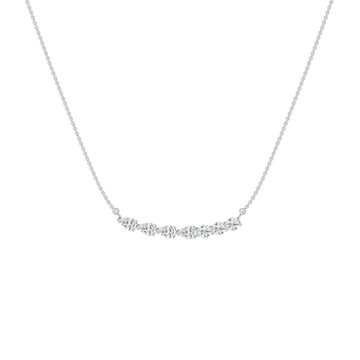 1 ctw Pear and Round Lab Grown Diamond Bar Necklace - 18 Inches
