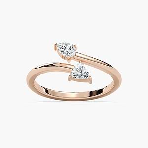 Danielle 1/3 ctw Pear and Trillion Lab Grown Diamond Two Stone Bypass Toi et Moi Engagement Ring