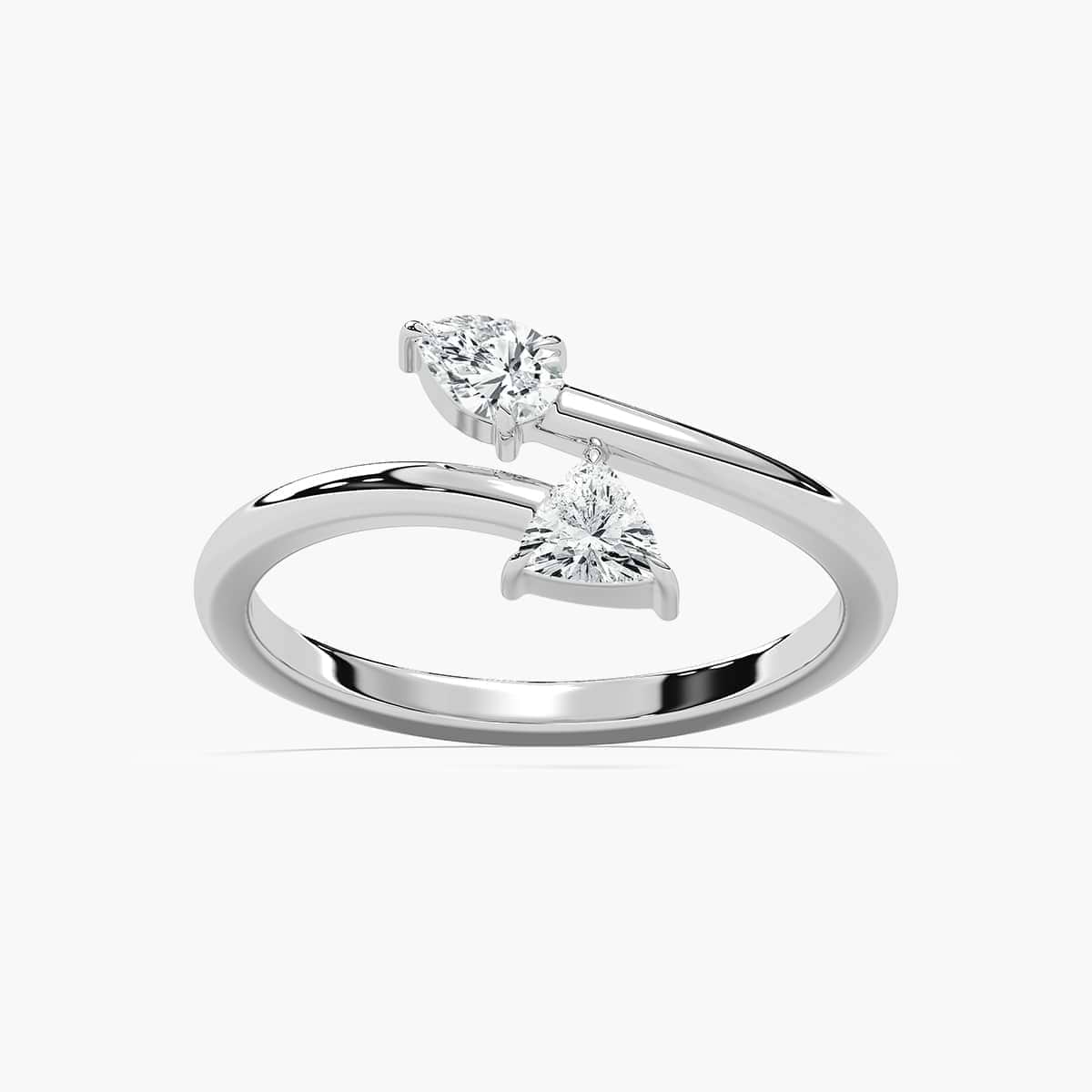 Danielle 1/3 ctw Pear and Trillion Lab Grown Diamond Two Stone Bypass Toi et Moi Engagement Ring