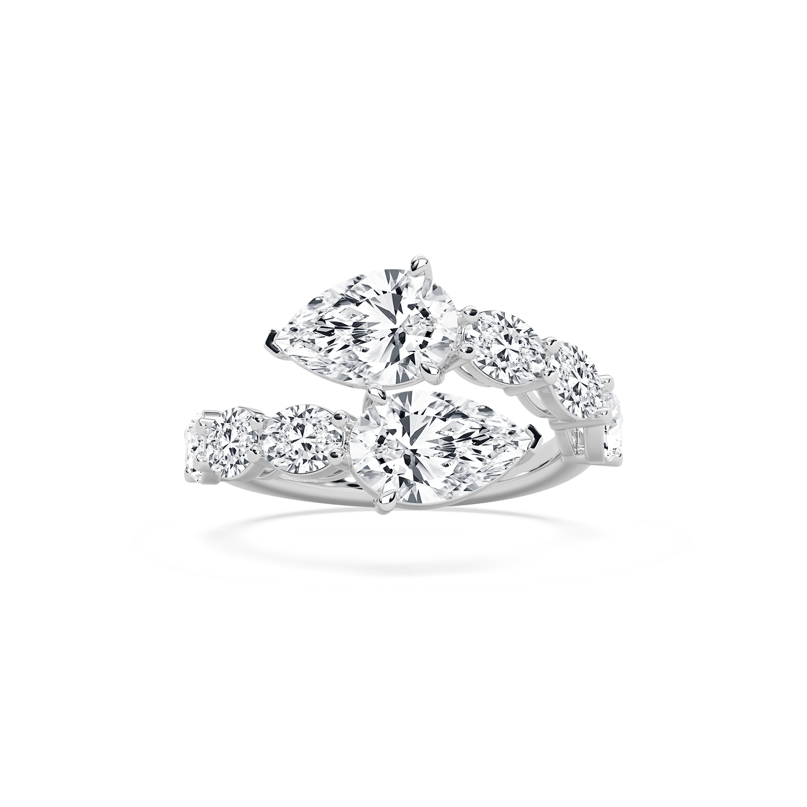 Pear Bypass Ring in Rose Gold