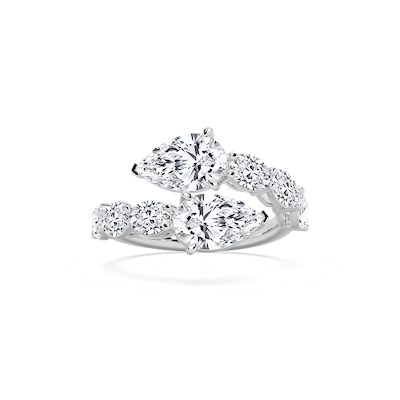 4 ⅞ ctw Pear and Oval Lab Grown Diamond Toi et Moi Bypass Ring