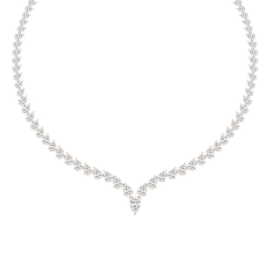 40 ctw Pear Lab Grown Diamond Chevron Tennis Necklace - 18 Inches