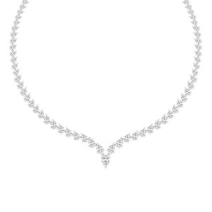 40 ctw Pear Lab Grown Diamond Chevron Tennis Necklace - 18 Inches