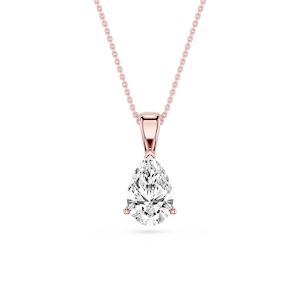 Pear Lab Grown Diamond 3 Prong Solitaire Pendant - 16 to 18 Inches