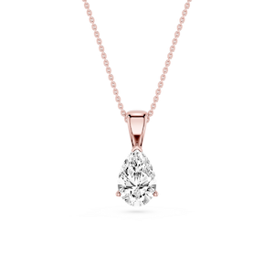 Pear Lab Grown Diamond 3 Prong Solitaire Pendant - 16 to 18 Inches