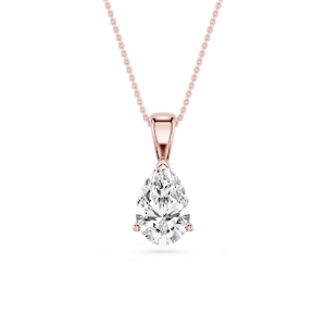 Pear Lab Grown Diamond 3 Prong Solitaire Pendant - 16 to 18 Inches