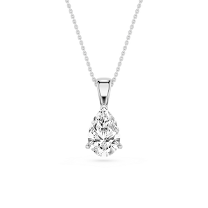 Pear Lab Grown Diamond 3 Prong Solitaire Pendant - 16 to 18 Inches