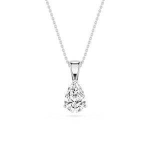 Pear Lab Grown Diamond 3 Prong Solitaire Pendant - 16 to 18 Inches