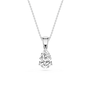 Pear Lab Grown Diamond 3 Prong Solitaire Pendant - 16 to 18 Inches