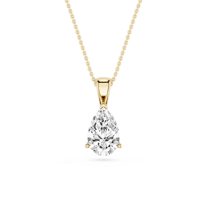 Pear Lab Grown Diamond 3 Prong Solitaire Pendant - 16 to 18 Inches