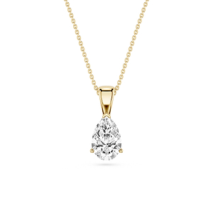 Pear Lab Grown Diamond 3 Prong Solitaire Pendant - 16 to 18 Inches